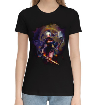 Женская Хлопковая футболка Nier Automata 2b dark