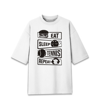 Женская Хлопковая футболка оверсайз Есть, спать, теннис