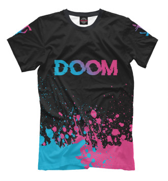 Мужская Футболка Doom Neon Gradient (цветные брызги)