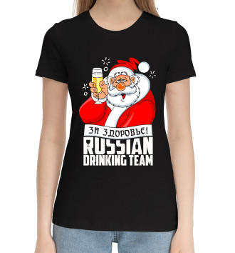 Женская Хлопковая футболка Прикольный Дед Мороз (4.2)