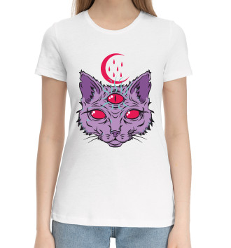 Женская Хлопковая футболка Devil Cat