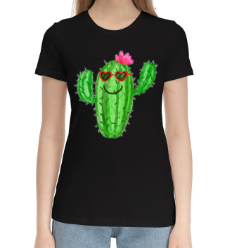 Женская Хлопковая футболка Позитивный кактус