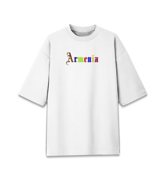 Женская Хлопковая футболка оверсайз Armenia color letters