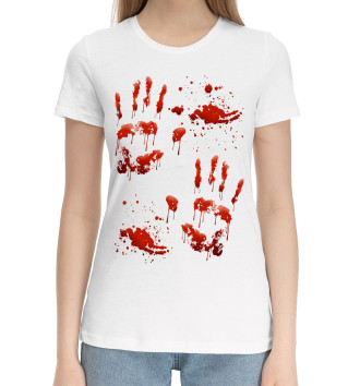 Женская Хлопковая футболка Следы крови