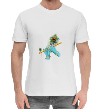 Мужская Хлопковая футболка Флейта Кришны