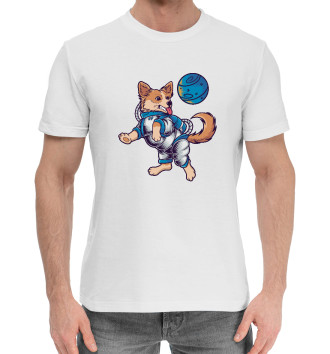Мужская Хлопковая футболка Собачка в космосе