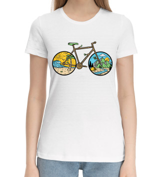 Женская Хлопковая футболка Велосипед