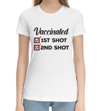 Женская Хлопковая футболка Двойная вакцина