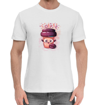 Мужская Хлопковая футболка Кофе cute