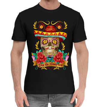 Мужская Хлопковая футболка Dia de Muertos