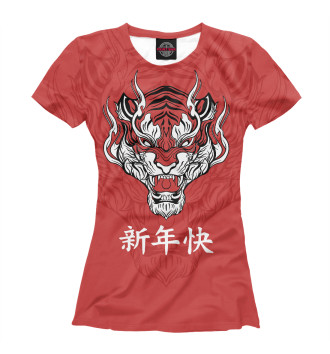 Женская Футболка Красный тигр - дракон