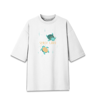 Хлопковая футболка оверсайз для девочек Space love