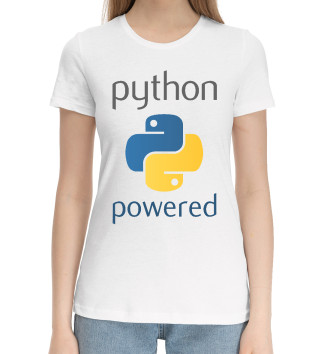 Женская Хлопковая футболка Python Powered