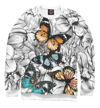 Женский Свитшот Цветные бабочки