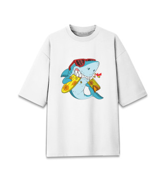 Мужская Хлопковая футболка оверсайз Стильная акула