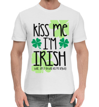 Мужская Хлопковая футболка Kiss me I'm Irish