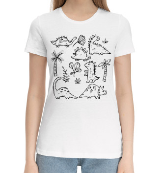 Женская Хлопковая футболка Динозавры