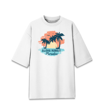 Женская Хлопковая футболка оверсайз Aloha Hawaii