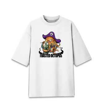 Женская Хлопковая футболка оверсайз Поджаренный осьминог