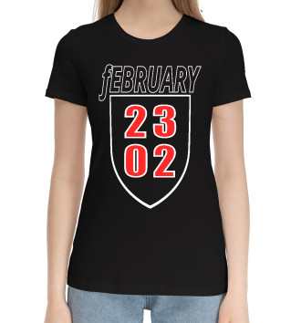 Женская Хлопковая футболка 23 february февраль
