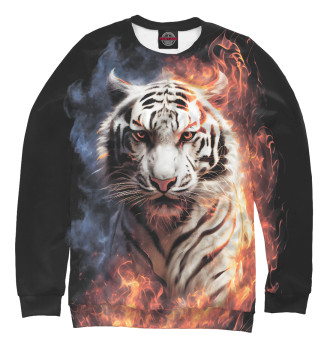 Женский Свитшот Огненный белый тигр