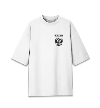 Хлопковая футболка оверсайз для девочек Россия (двусторонняя)