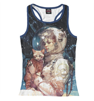 Женская Борцовка Девушка космонавт с рыжим котом