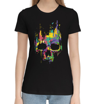 Женская Хлопковая футболка Glitch skull