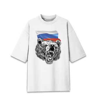 Хлопковая футболка оверсайз для девочек Русский медведь