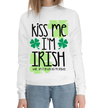 Женский Хлопковый свитшот Kiss me I'm Irish