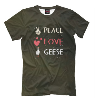 Мужская Футболка Peace Love Geese
