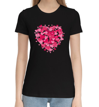 Женская Хлопковая футболка Сердце в сердце