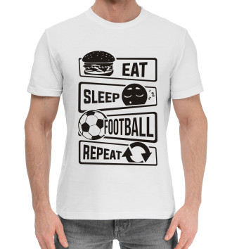 Мужская Хлопковая футболка Есть, спать, футбол