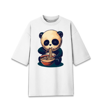 Женская Хлопковая футболка оверсайз Панда и вкусняшка
