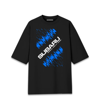 Мужская Хлопковая футболка оверсайз Subaru Racing - Глитч