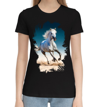 Женская Хлопковая футболка Лошади