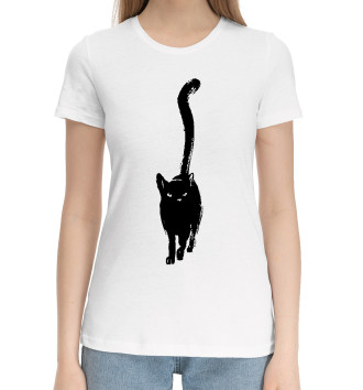 Женская Хлопковая футболка Всё тот же чёрный кот