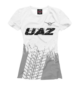 Женская Футболка UAZ Speed Tires на белом