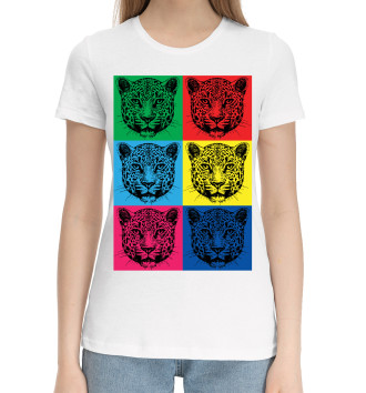 Женская Хлопковая футболка Леопарды