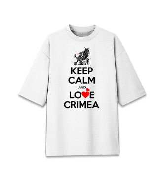 Хлопковая футболка оверсайз для девочек Будь спок и люби Крым