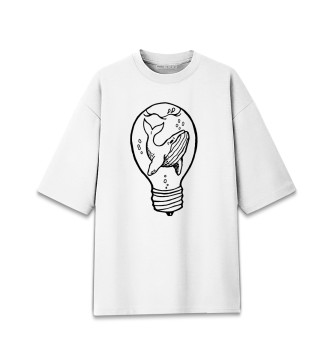 Женская Хлопковая футболка оверсайз Кит в лампочке