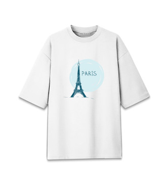 Хлопковая футболка оверсайз для девочек Париж