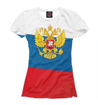 Футболка для девочек Триколор Герб России