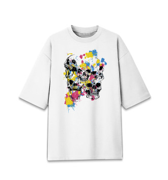 Хлопковая футболка оверсайз для девочек Color skulls