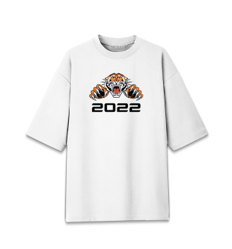 Женская Хлопковая футболка оверсайз Тигр 2022
