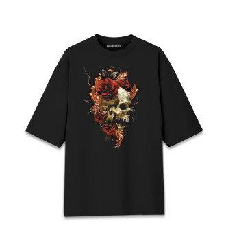 Мужская Хлопковая футболка оверсайз Skull & Roses