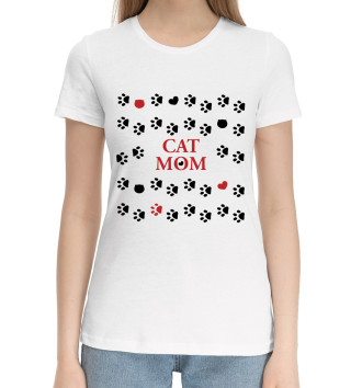 Женская Хлопковая футболка Cat mom