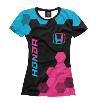 Женская Футболка Honda Neon Gradient (соты)