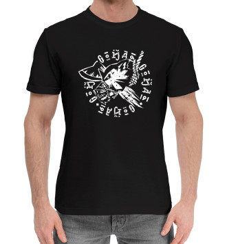 Мужская Хлопковая футболка Символ опричников собачья голова и метла