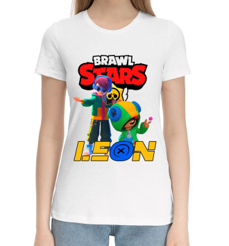 Женская Хлопковая футболка BRAWL STARS LEON.